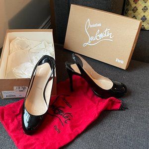 Christian Louboutin Horatio 120 patent black slingback 38.0 (US 8.0)